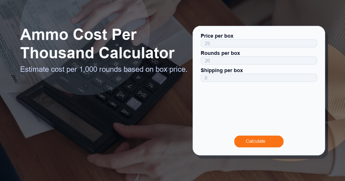 Estimate cost per 1,000 rounds based on box price.