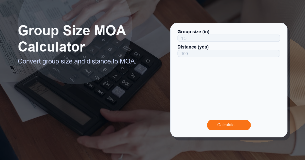Convert group size and distance to MOA.
