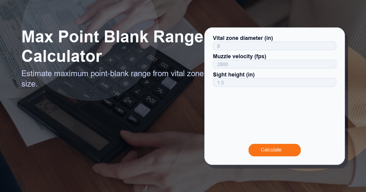 Estimate maximum point-blank range from vital zone size.