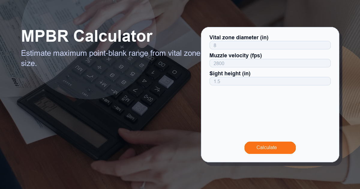 Estimate maximum point-blank range from vital zone size.