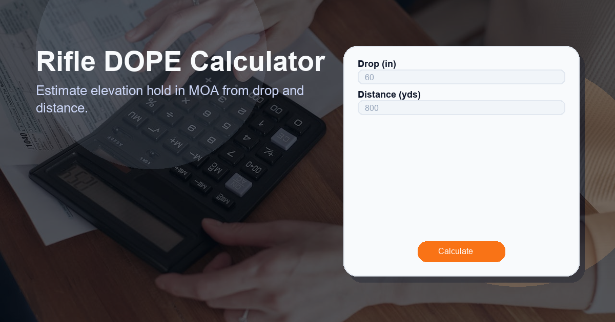 Estimate elevation hold in MOA from drop and distance.